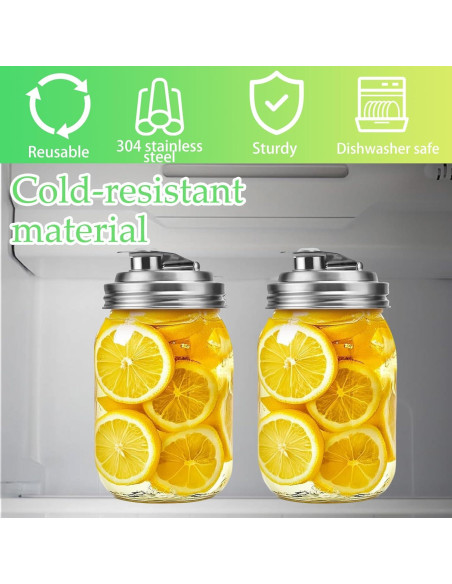 Tapa de boca ancha para frascos Mason Genérico 2 unidades acero inoxidable