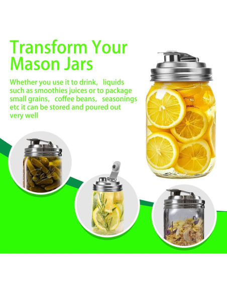 Tapa de boca ancha para frascos Mason Genérico 2 unidades acero inoxidable