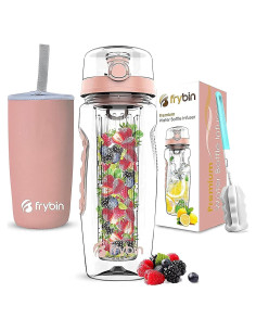 Botella de Agua con Infusor Frybin 0.95L Rosa Libre de BPA