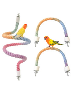 Perchas de Cuerda para Aves Wanheart 3 Pcs Coloridas 16x14.5 cm