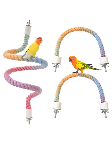Perchas de Cuerda para Aves Wanheart 3 Pcs Coloridas 16x14.5 cm