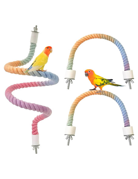 Perchas de Cuerda para Aves Wanheart 3 Pcs Coloridas 16x14.5 cm