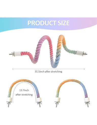 Perchas de Cuerda para Aves Wanheart 3 Pcs Coloridas 16x14.5 cm