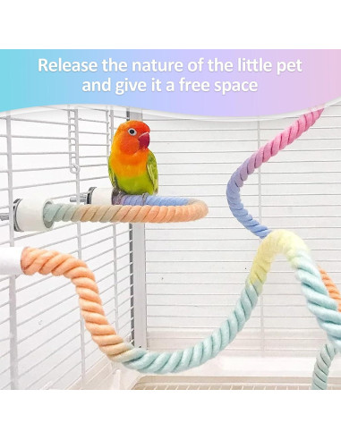 Perchas de Cuerda para Aves Wanheart 3 Pcs Coloridas 16x14.5 cm