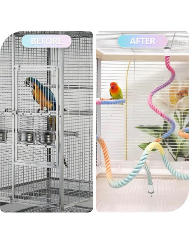 Perchas de Cuerda para Aves Wanheart 3 Pcs Coloridas 16x14.5 cm