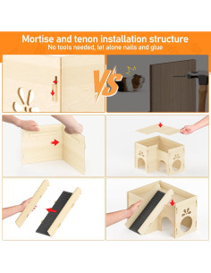 Casa Escondite para Cobayas Chuiendi, Madera Grande 44x35 cm 2