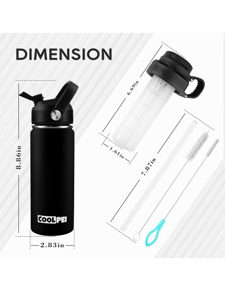 Botella de Agua Aislada Coolpei 532ml con Infusor de Té