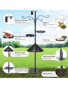 Poste de Comedero para Aves SHIJING 234 cm Ajustable Antiardillas 2