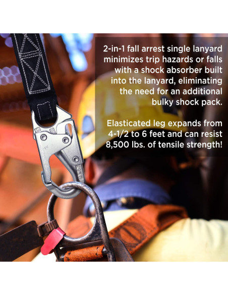 Cuerda de Seguridad AFP 1.83m con Absorción de Choque y Ganchos