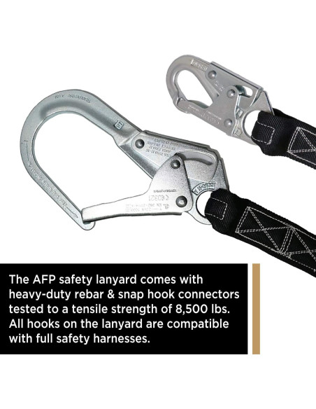 Cuerda de Seguridad AFP 1.83m con Absorción de Choque y Ganchos