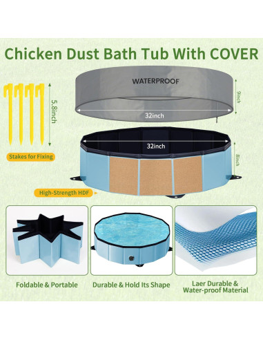 Bañera de Polvo para Pollos Starotatess 81 cm Plegable