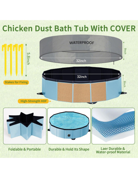 Bañera de Polvo para Pollos Starotatess 81 cm Plegable