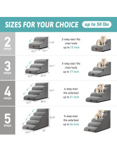 Escalera para Perros Cozy Kiss 5 Escalones Gris 83.8x39.9x57.4 cm 2