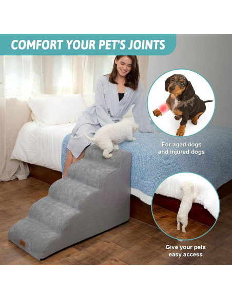 Escalera para Perros Cozy Kiss 5 Escalones Gris 83.8x39.9x57.4 cm