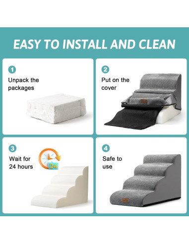 Escalera para Perros Cozy Kiss 5 Escalones Gris 83.8x39.9x57.4 cm