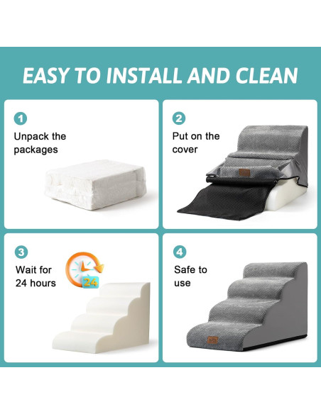 Escalera para Perros Cozy Kiss 5 Escalones Gris 83.8x39.9x57.4 cm