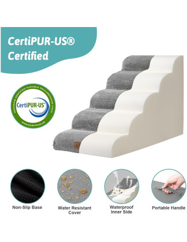 Escalera para Perros Cozy Kiss 5 Escalones Gris 83.8x39.9x57.4 cm