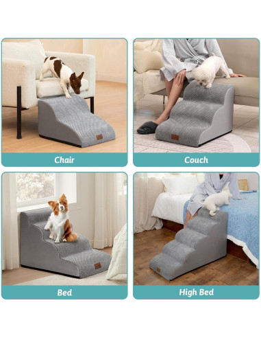 Escalera para Perros Cozy Kiss 5 Escalones Gris 83.8x39.9x57.4 cm