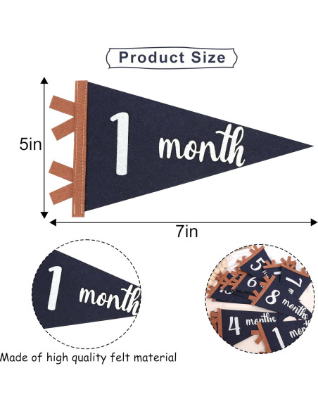 Bandera de Hitos Mensuales para Bebés Agkvw 1 a 12 Meses