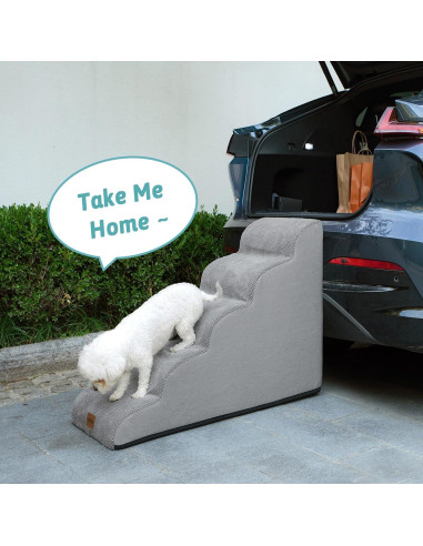 Escalera para Perros Cozy Kiss 5 Escalones Gris 83.8x39.9x57.4 cm
