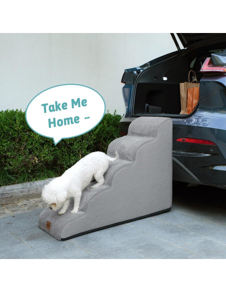 Escalera para Perros Cozy Kiss 5 Escalones Gris 83.8x39.9x57.4 cm