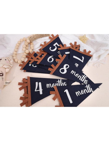 Bandera de Hitos Mensuales para Bebés Agkvw 1 a 12 Meses