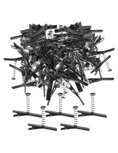 50 Clips de Pelo de Metal Negro Bremorou para DIY 4x3.4cm