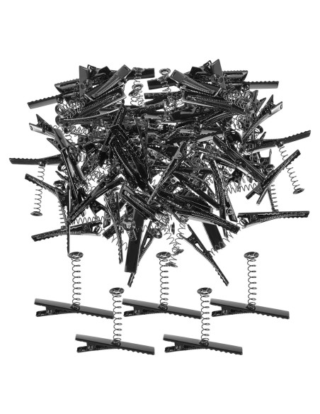 50 Clips de Pelo de Metal Negro Bremorou para DIY 4x3.4cm