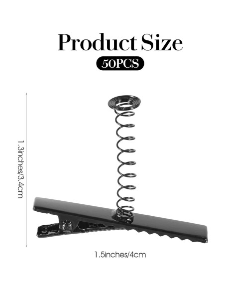 50 Clips de Pelo de Metal Negro Bremorou para DIY 4x3.4cm