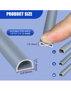 Sello de Puerta Protalwell Silicona Autoadhesiva 20 pies Gris 2