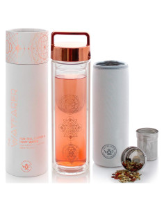 Vaso de Vidrio Aislado Teabloom Wayfarer 450 ml Oro Rosa