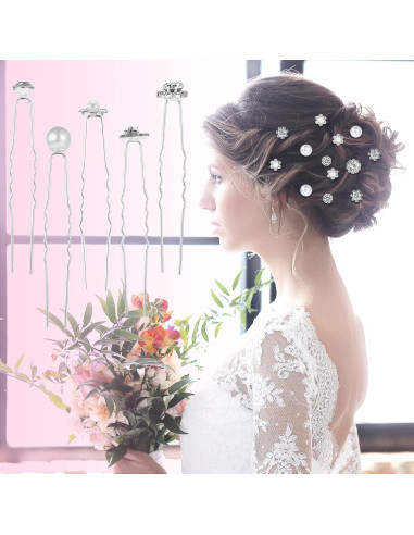 Paquete de 40 Horquillas de Perlas Yolev - Accesorios de Novia 6 cm