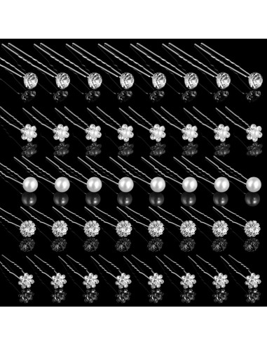 Paquete de 40 Horquillas de Perlas Yolev - Accesorios de Novia 6 cm