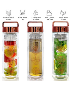 Vaso de Vidrio Aislado Teabloom Wayfarer 450 ml Oro Rosa 2