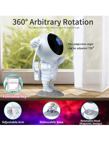 Proyector de Estrellas Astronauta Meixinsi MXS-006A 3D Luz Nocturna