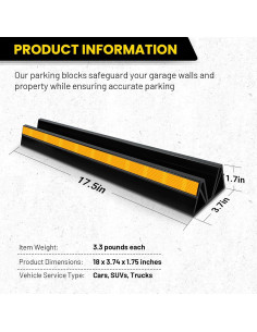 Tope de Rueda para Estacionamiento HOXWELL 2 Pcs 44.45 cm 2