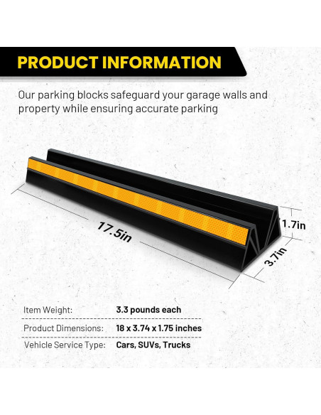 Tope de Rueda para Estacionamiento HOXWELL 2 Pcs 44.45 cm