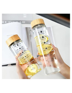 Botella de Agua de Vidrio 1L con Tapa de Bambú - Ecológica