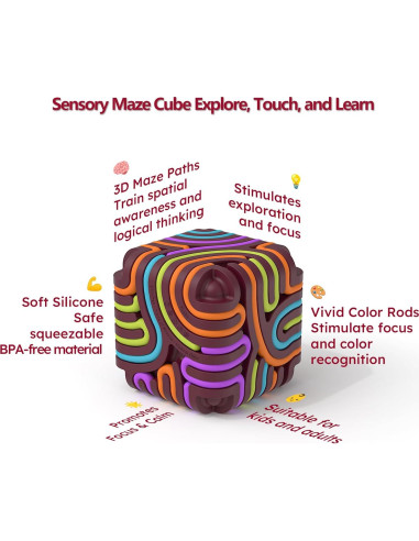 Cubo de Juguete Antiestrés YAVOUN 3D Silicona Burdeos 8.1 cm
