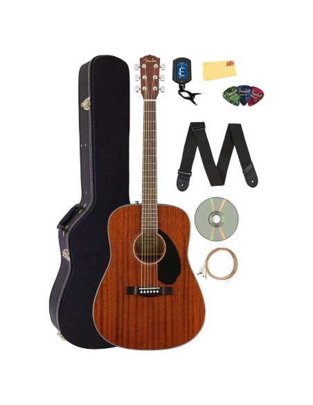 Guitarra Acústica Fender CD-60S Caoba Dreadnought con Accesorios
