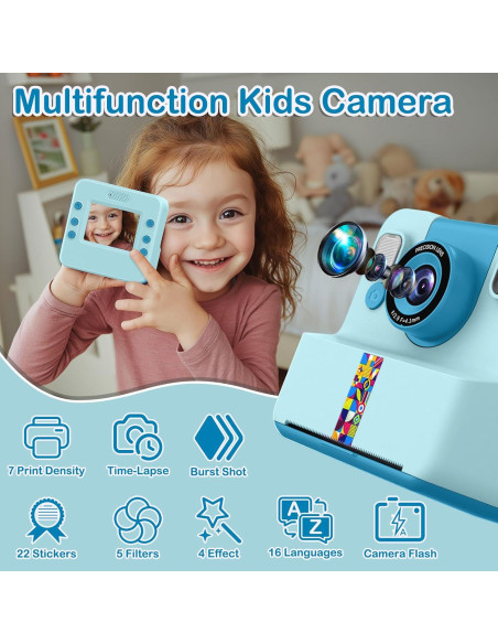 Cámara Instantánea Digital para Niños Nreonrick Azul 32GB