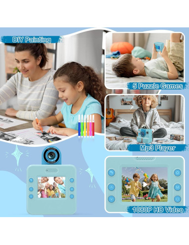 Cámara Instantánea Digital para Niños Nreonrick Azul 32GB