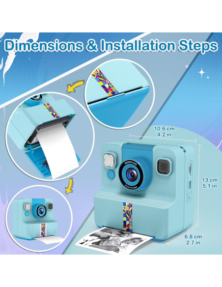 Cámara Instantánea Digital para Niños Nreonrick Azul 32GB