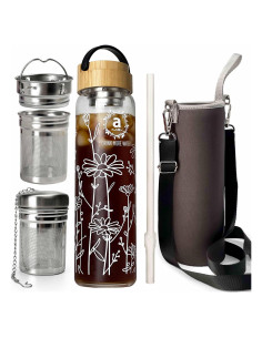 Botella de Agua de Vidrio Borosilicato 32oz Ameiin con Infusor
