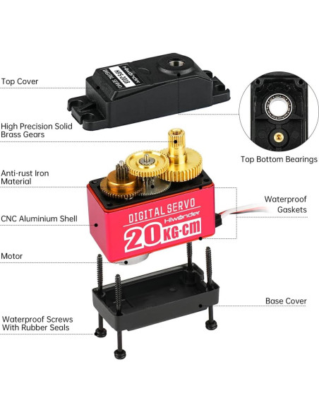 Servo Motor Digital 20KG LewanSoul LD-20MG 180 a Prueba de Agua