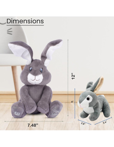 Conejo de Peluche Interactivo Dimple Milo - Peek-a-Boo Gris