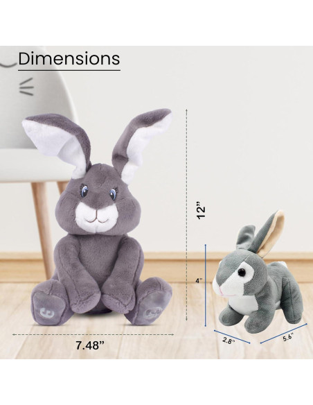 Conejo de Peluche Interactivo Dimple Milo - Peek-a-Boo Gris