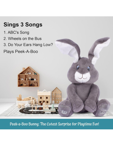 Conejo de Peluche Interactivo Dimple Milo - Peek-a-Boo Gris