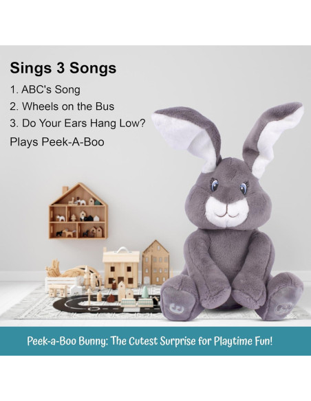 Conejo de Peluche Interactivo Dimple Milo - Peek-a-Boo Gris