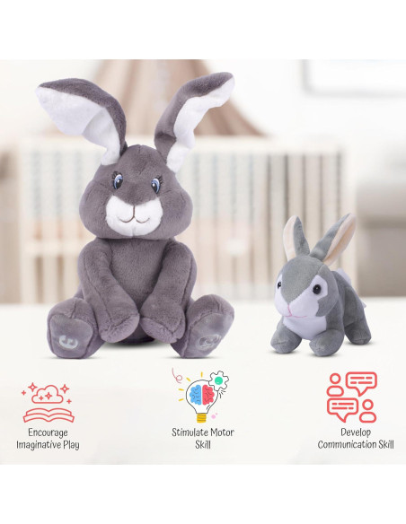 Conejo de Peluche Interactivo Dimple Milo - Peek-a-Boo Gris
